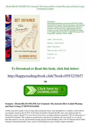 Ebook READ ONLINE Get Untamed The Journal (How to Quit Pleasing and Start Living