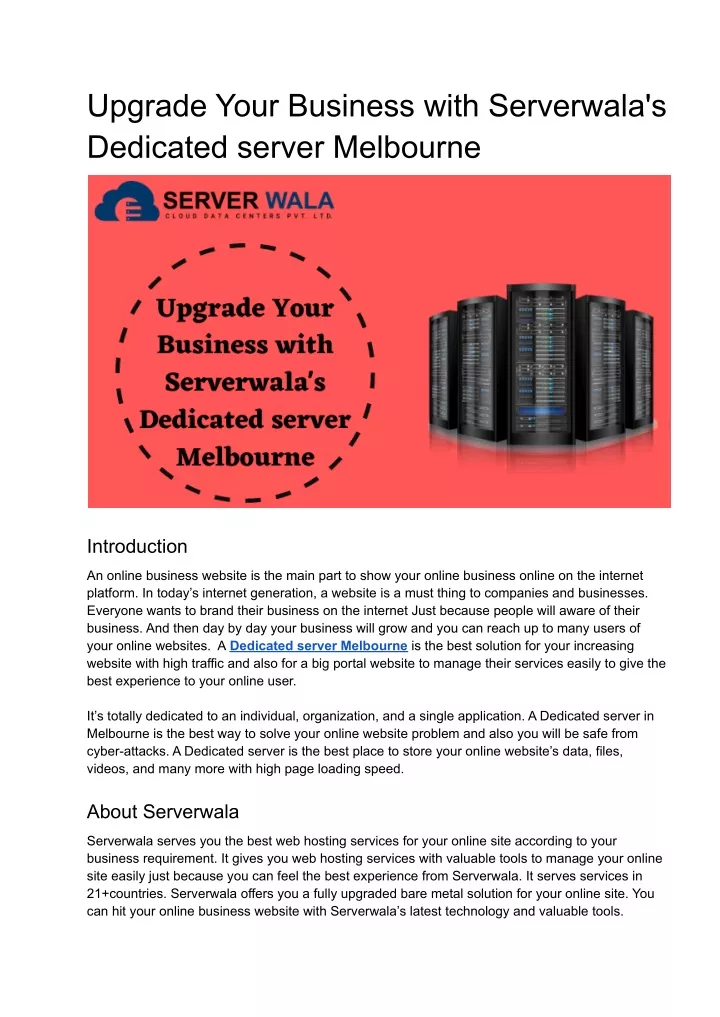 upgrade your business with serverwala s dedicated