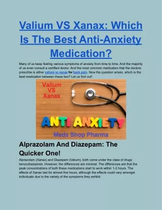 valium vs xanax which is the best anti anxiety