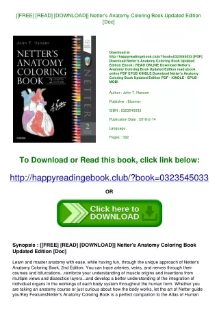 [[FREE] [READ] [DOWNLOAD]] Netter's Anatomy Coloring Book Updated Edition [Doc]