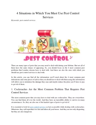 4 situations in which you must use pest control