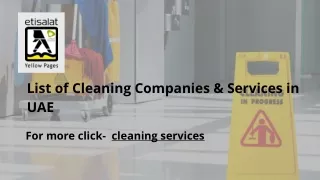 List of Cleaning Companies & Services in UAE