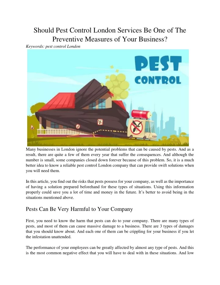 should pest control london services