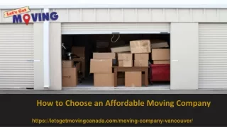 How to Choose an Affordable Moving Company