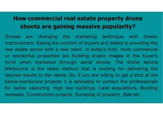How commercial real estate property drone shoots are gaining massive popularity?