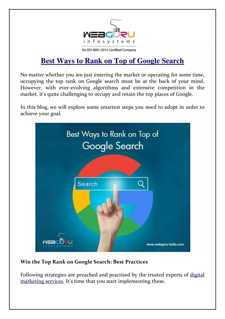 best ways to rank on top of google search