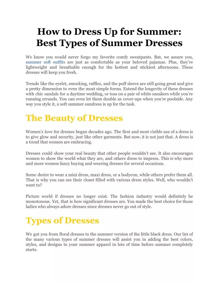 how to dress up for summer best types of summer