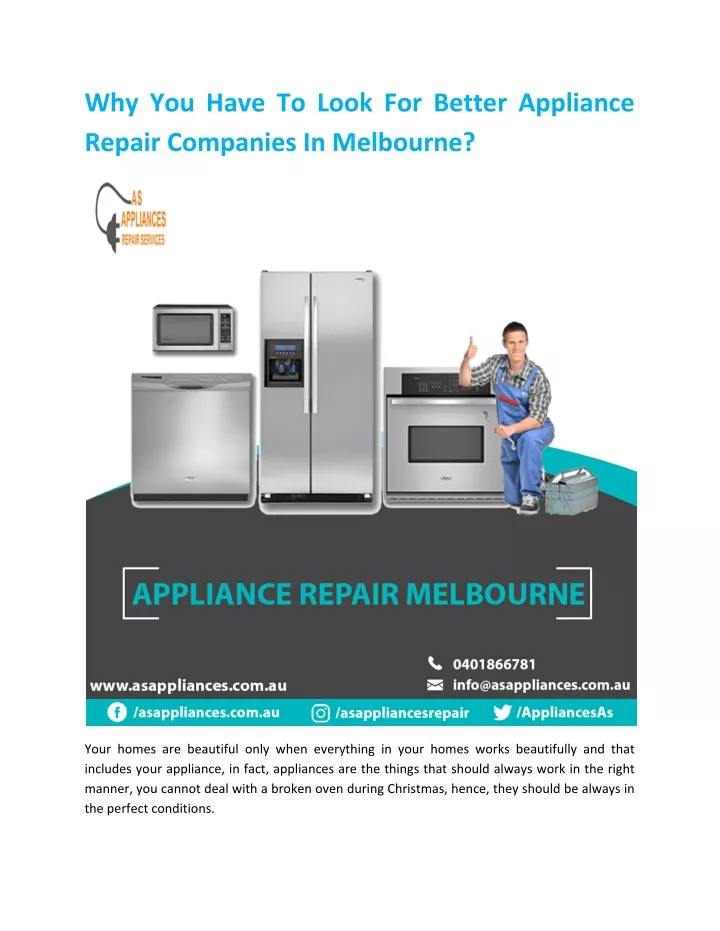 why you have to look for better appliance repair