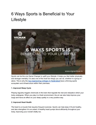 6 Ways Sports is Beneficial to Your Lifestyle