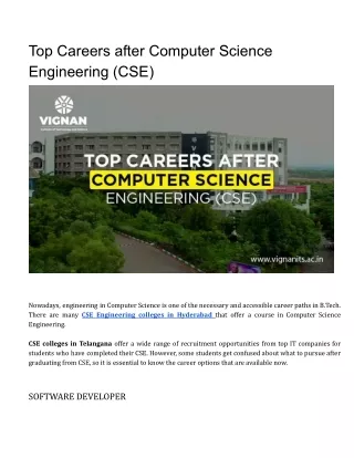 Top Careers after Computer Science Engineering