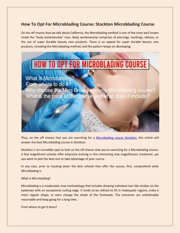 how to opt for microblading course stockton