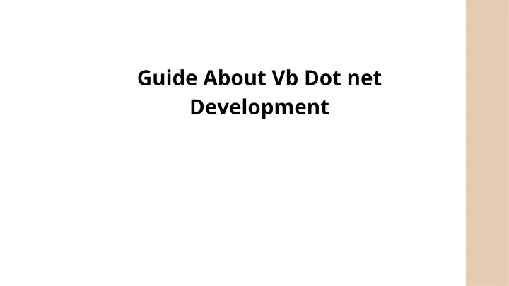 guide about vb dot net development