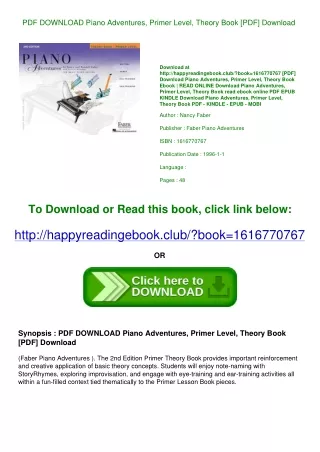 PDF DOWNLOAD Piano Adventures  Primer Level  Theory Book [PDF] Download