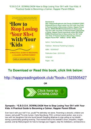 ^E.B.O.O.K. DOWNLOAD# How to Stop Losing Your Sh*t with Your Kids A Practical Gu