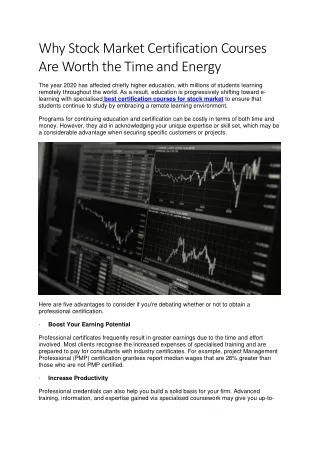 Why Stock Market Certification Courses Are Worth The Time And Energy
