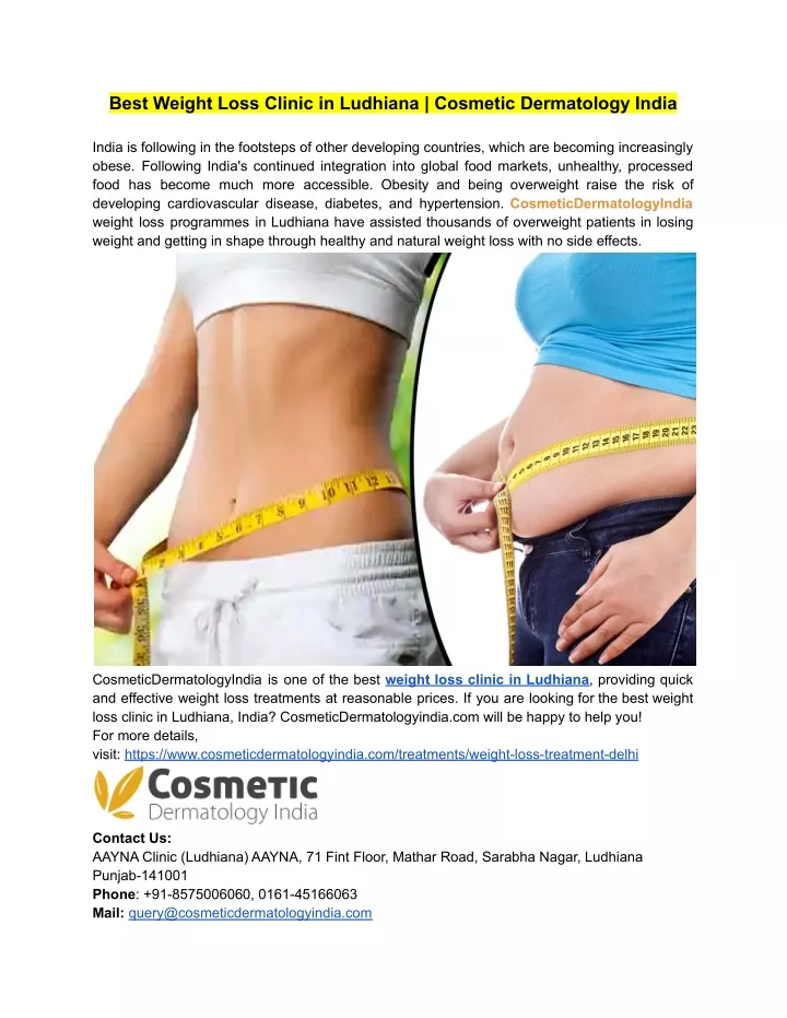 best weight loss clinic in ludhiana cosmetic