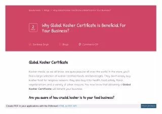 Why Global Kosher Certificate is Beneficial For Your Business