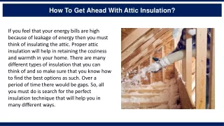 how to get ahead with attic insulation