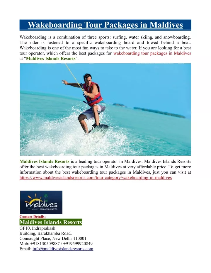 wakeboarding tour packages in maldives