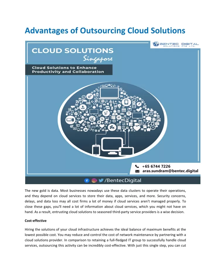 advantages of outsourcing cloud solutions