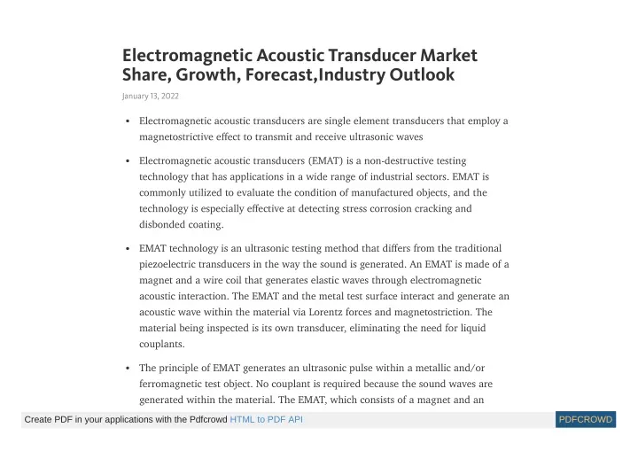electromagnetic acoustic transducer market share