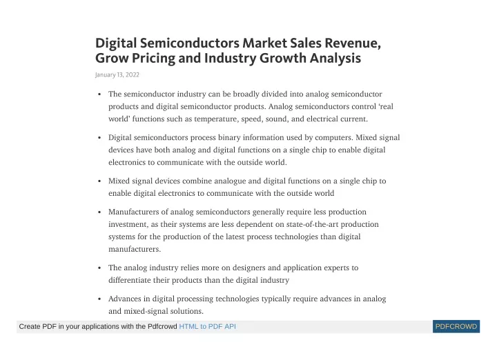 digital semiconductors market sales revenue grow