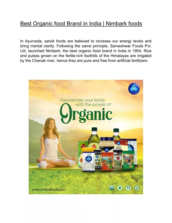 best organic food brand in india nimbark foods