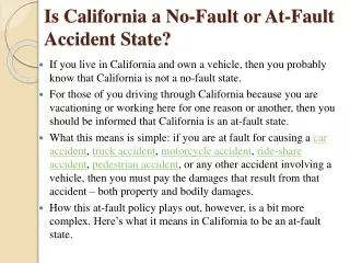 Is California a No-Fault or At-Fault Accident State