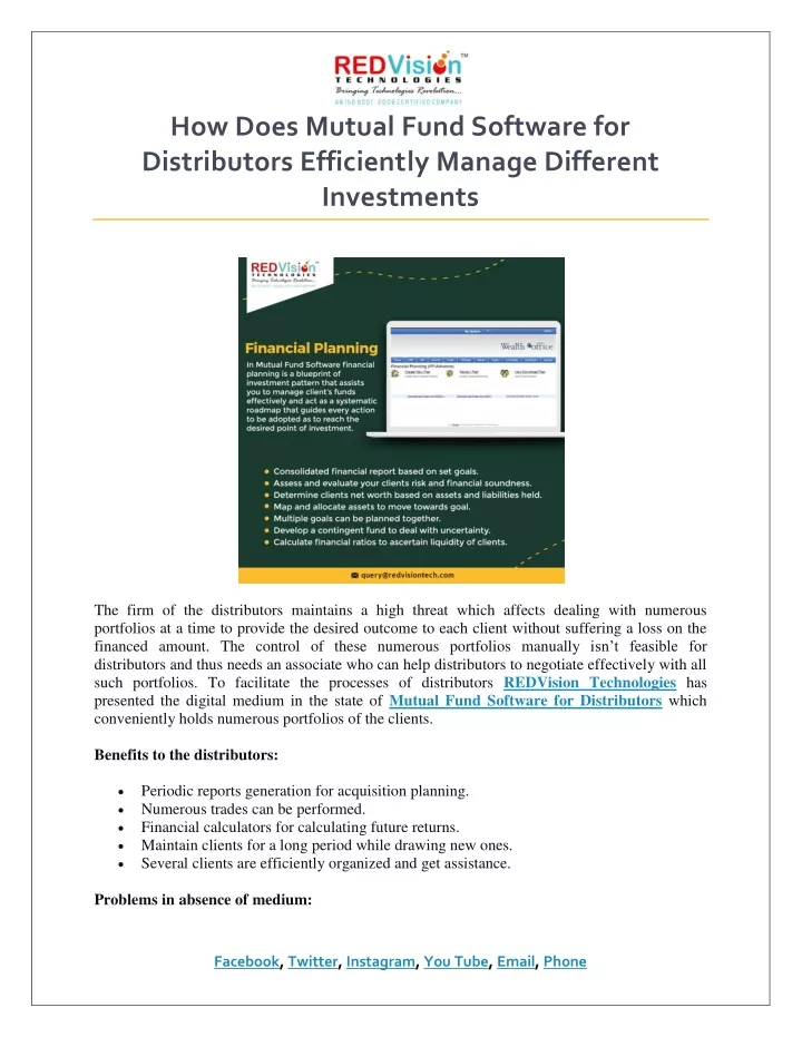 how does mutual fund software for distributors