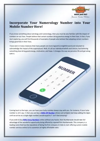 incorporate your numerology number into your