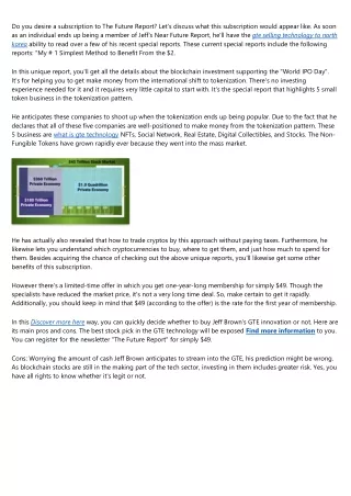 do you desire a subscription to the future report