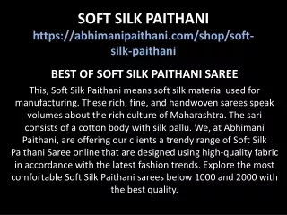 Soft Silk Paithani Saree Online | Soft Silk Sarees Below 2000 & 1000 | Abhimani