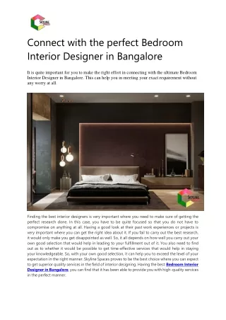 Connect with the perfect Bedroom Interior Designer in Bangalore