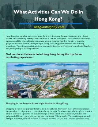 what activities can we do in hong kong