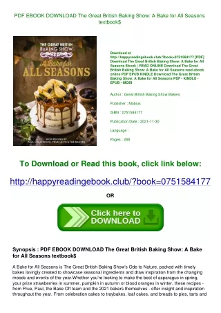 PDF EBOOK DOWNLOAD The Great British Baking Show A Bake for All Seasons textbook