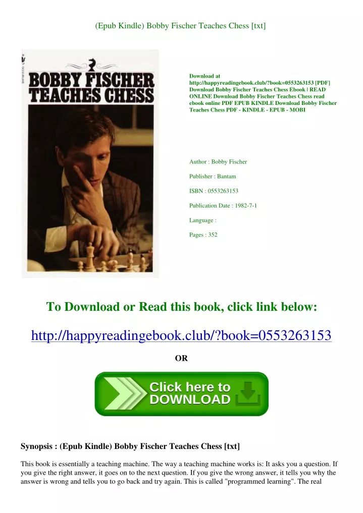 Bobby Fischer Teaches Chess PDF