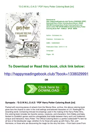 *D.O.W.N.L.O.A.D.* PDF Harry Potter Coloring Book [txt]