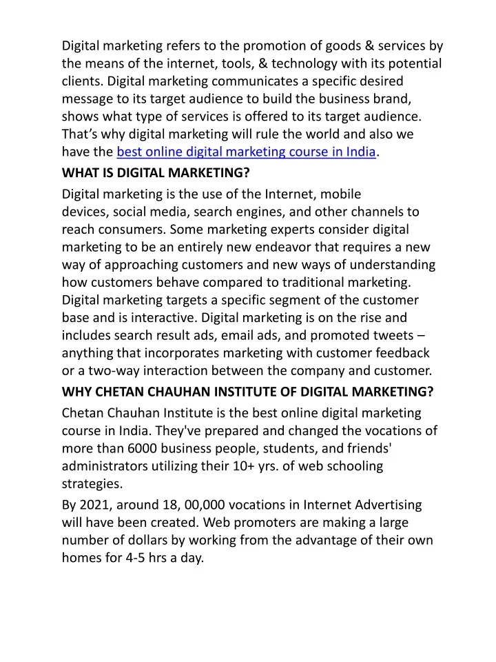 digital marketing refers to the promotion