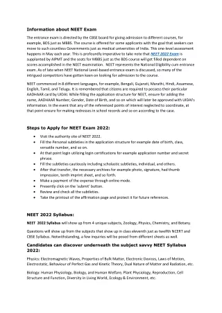 information about neet exam