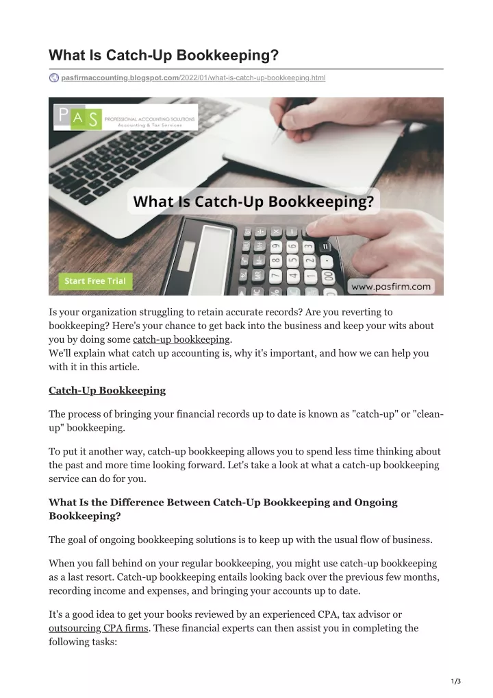 what is catch up bookkeeping