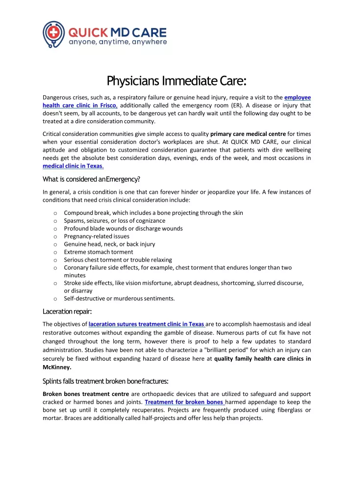 physicians immediate care dangerous crises such