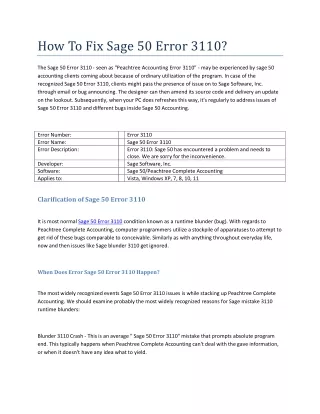 how to fix sage 50 error 3110