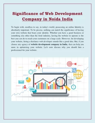 Significance Of Web Development Company in Noida India