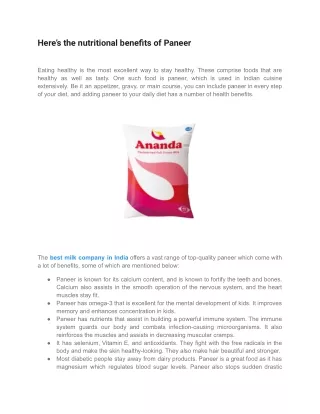 Best milk company in India