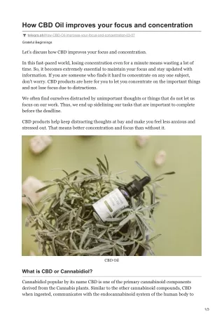 How CBD Oil improves your focus and concentration