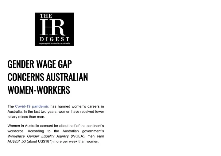 gender wage gap concerns australian women workers