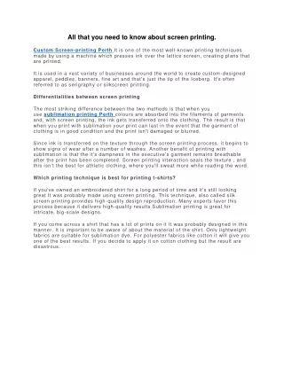 all that you need to know about screen printing