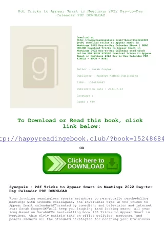 Pdf Tricks to Appear Smart in Meetings 2022 Day-to-Day Calendar PDF DOWNLOAD