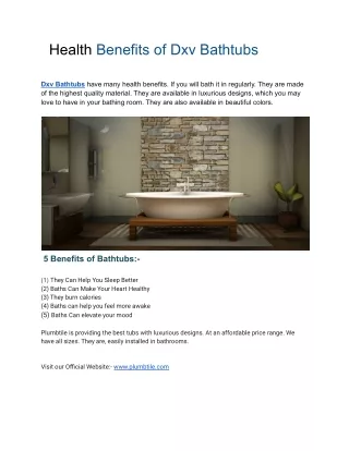 Heath Benefits of Dxv Bathtubs