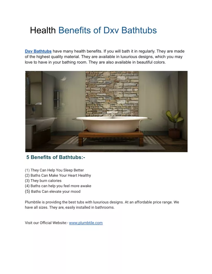 health benefits of dxv bathtubs